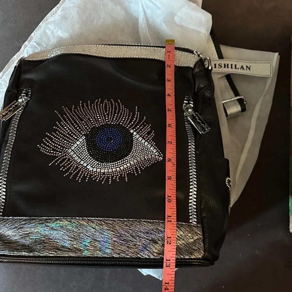 Black Eye-Embellished Women's backpack/shoulder bag